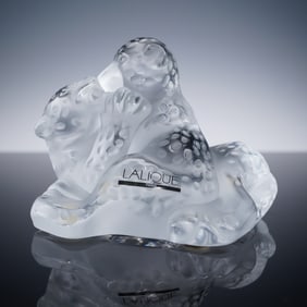 Lalique Crystal Figurine, Jaguar Cubs