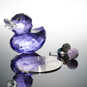 Swarovski Crystal Figurine, Happy Duck J