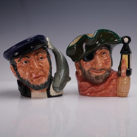 2pc Royal Doulton Character Jugs, Capt Ahab D6500 and Smuggler D6619