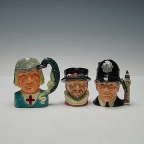 3pc Royal Doulton Small Character Jugs- D6762, D6618 & Toby D6233