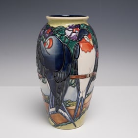 Moorcroft Pottery by Rachel Bishop Vase, Swallows