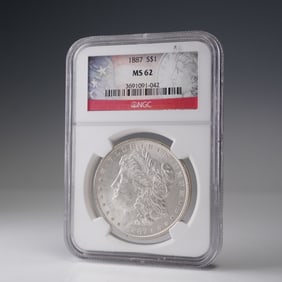 1887 Morgan Dollar Silver Dollar Coin NGC Graded MS 62