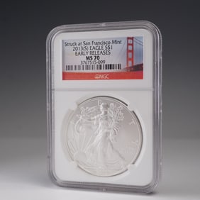 2013 (S) American Silver Eagle Early Release Dollar Coin NGC Graded MS 70
