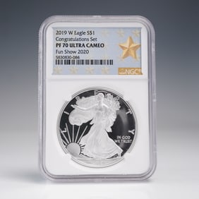 2019-W American Silver Eagle Type 1 Dollar NGC Graded PF 70 Ultra Cameo