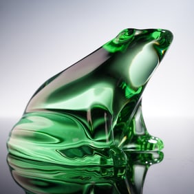 Baccarat Green Crystal Frog Figurine