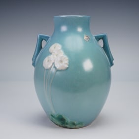 Roseville Pottery Blue Vase, Primrose