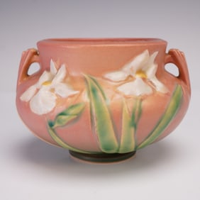 Roseville Pottery Iris Pink Vase 647-3