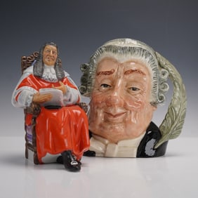 2pc Royal Doulton The Judge HN2443 Figurine + Lawyer Character Jug D6498