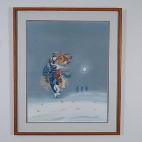 Rance Hood, Limited Edition Lithograph, Warrior and Horse, Signed
