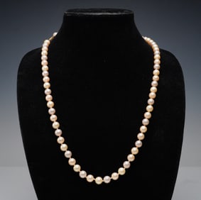 Simulated Hand Knotted Pearl Necklace