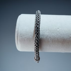 Sterling Silver Balinese Style Woven Foxtail Bracelet