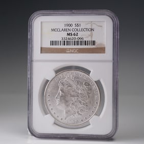 1990 Morgan Dollar Silver Dollar Coin McClaren Collection NGC Graded MS 62