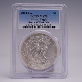 2014 (W) American Silver Eagle One Dollar Coin PCGS Graded MS 70