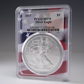 2017 American Silver Eagle Type 1 Dollar PCGS Graded MS 70