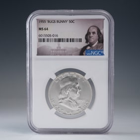 1955 Franklin "Bugs Bunny" Silver Half Dollar NGC Graded MS 64