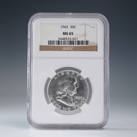 1963 Franklin Silver Half Dollar NGC Graded MS 65