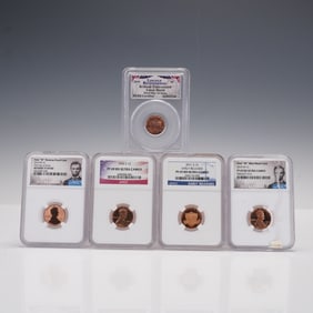 5pc Graded Lincoln Memorial, and Union Shield Cents