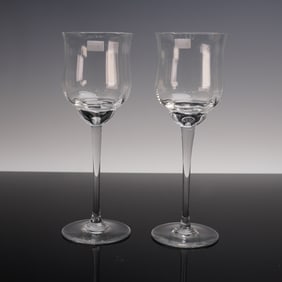 2pc Baccarat Crystal Wine Glasses, Capri Pattern (Tall, Optic)
