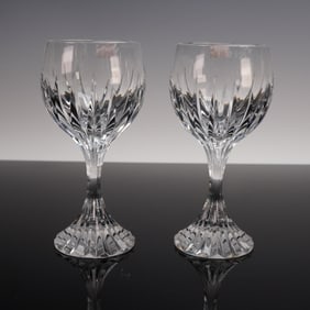 2pc Baccarat Crystal Wine Glasses, Massena Pattern