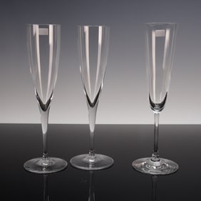 3pc Baccarat Crystal Champagne Glasses