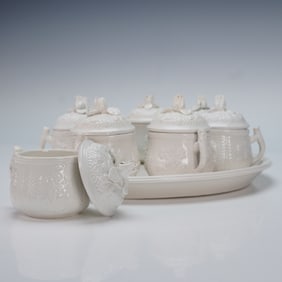 9pc Mottahedeh Italian Pot de Creme Lidded Cups with Tray