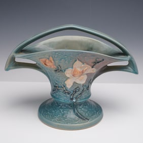 Roseville Pottery Basket, Magnolia