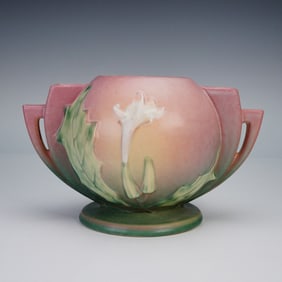 Roseville Pottery Thorn Apple Red Bowl Planter, 308-7