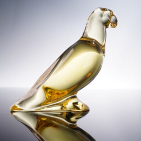 Baccarat Amber Crystal Parrot Figurine
