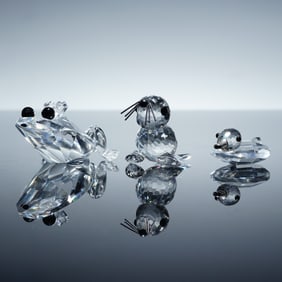 3pc Swarovski Aquatic Crystal Figurines, Frog Prince, Seal, & Duck