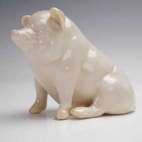 Belleek Pottery Porcelain Figurine, Pig
