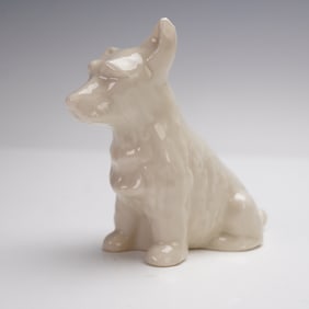 Belleek Pottery Porcelain Figurine, Terrier Dog