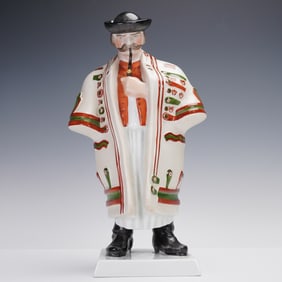 Herend Man Smoking Pipe Porcelain Sculpture