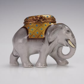 Parry Vieille Limoges France Parade Elephant Treasure Box
