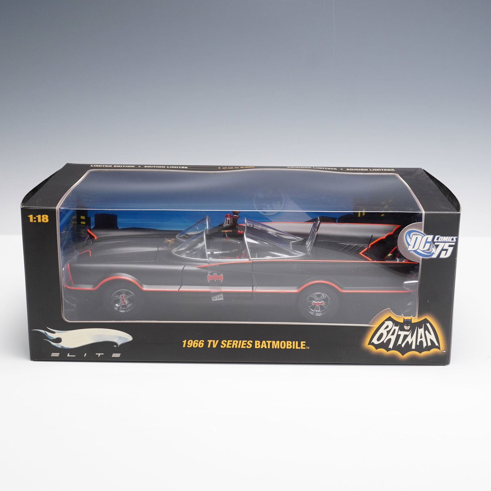 Mattel Elite 1966 TV Series Batmobile 1:18 Die-Cast Model Car: This limited edition die-cast model by Mattel Elite captures the legendary Batmobile from the 1966 Batman television series in 1:18 scale. The car is crafted with meticulous attention to detail, showc
