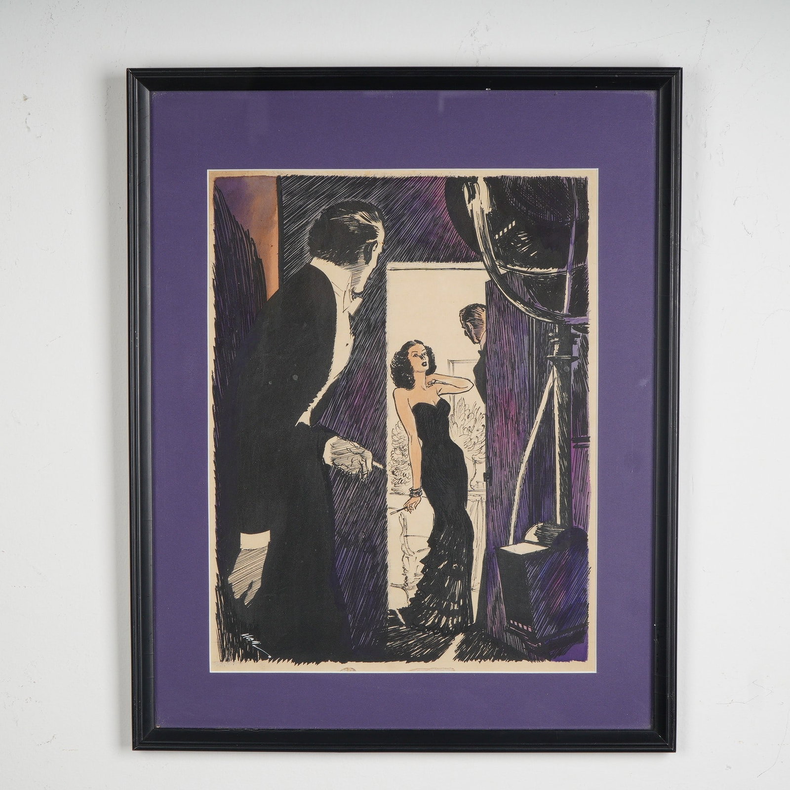 Wayne Hall, Ink & Watercolor on Paper, Magician Plays Detective, Signed: A captivating piece of mid-century pulp illustration, this dynamic original artwork by Wayne Hall bursts with drama, intrigue, and cinematic style. Executed in ink and watercolor painting on paper, th