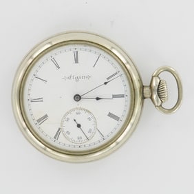 Elgin National Watch Co. 16S Nickel Silver Pocket Watch, A.W.C. Co. Case