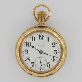 Hamilton Watch Co. 975 LS Keystone 14K 25 Year Pocket Watch