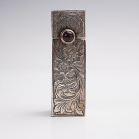 800 Silver Etched Floral Lipstick Case