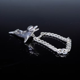 Sterling Silver Dolphin Charm Curb Chain Bracelet