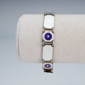 David-Andersen Sterling Silver Guilloche Enamel Bracelet