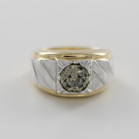 14K Gold Electroplated Two-Tone Cubic Zirconia Ring