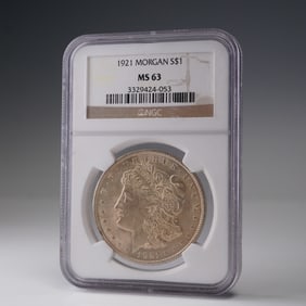 1921 Morgan Dollar Silver Dollar Coin NGC Graded MS 63