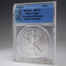 2015 American Silver Eagle Type 1 Dollar ANACS Graded MS 70