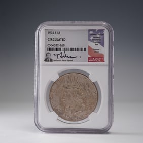 1934-S Peace Silver Dollar NGC Graded Circulated