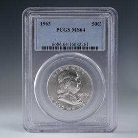 1963 Franklin Silver Half Dollar PCGS Graded MS 64