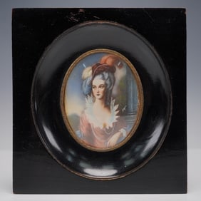 Victorian Handpainted Miniature Portrait, Signed Dimarc