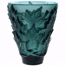 Lalique Crystal Vase, Champs Elysees Green, Sealed Box