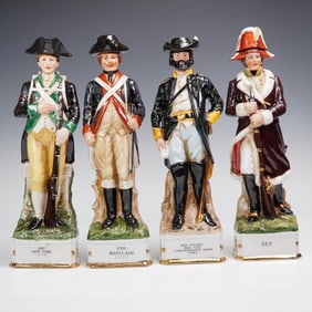 4pc Arnart Imports - Grenadier Spirits Porcelain Military Decanter Figurine