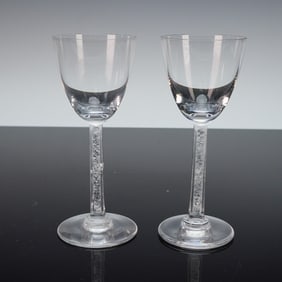 2pc Lalique Crystal Phalsbourg Sherry Glasses