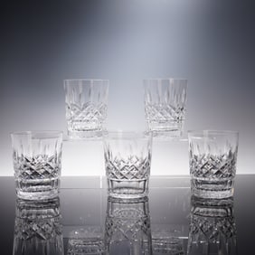 5pc Waterford Crystal Double Old Fashioned Glasses, Lismore